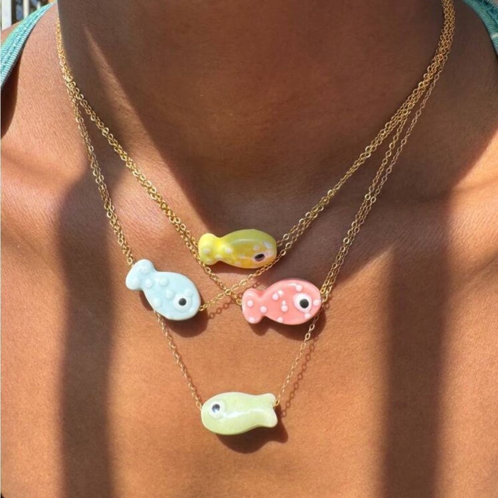 Yellow Fish Pendant Necklace S891
